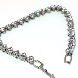 925/14kw Sideways Heart Link/CZ Bracelet